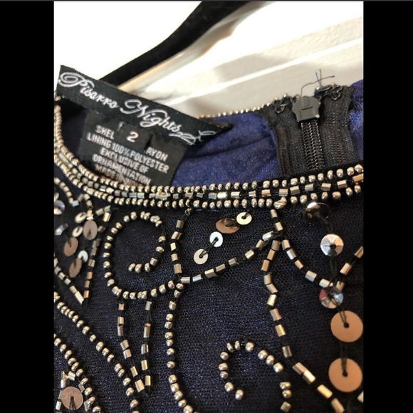 NWT Pisarro Nights Mermaid Gown in Mercury‎ Black-Blue [SZ 2 ] - Picture 7 of 11